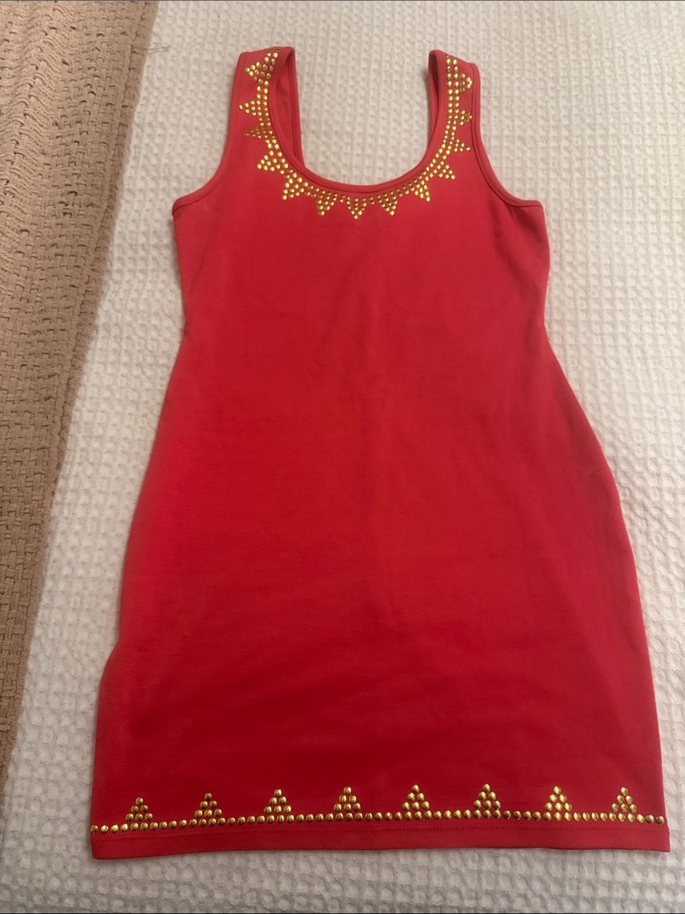 Charlotte Russe Red Mini Dress with Gold Stud Accents